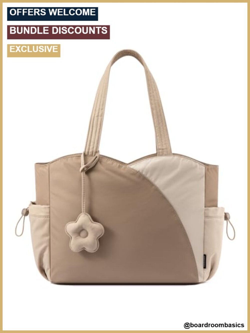 Puffer Tote Bag with Zipper, 11-Pocket Laptop Work Bag, Machine Washable